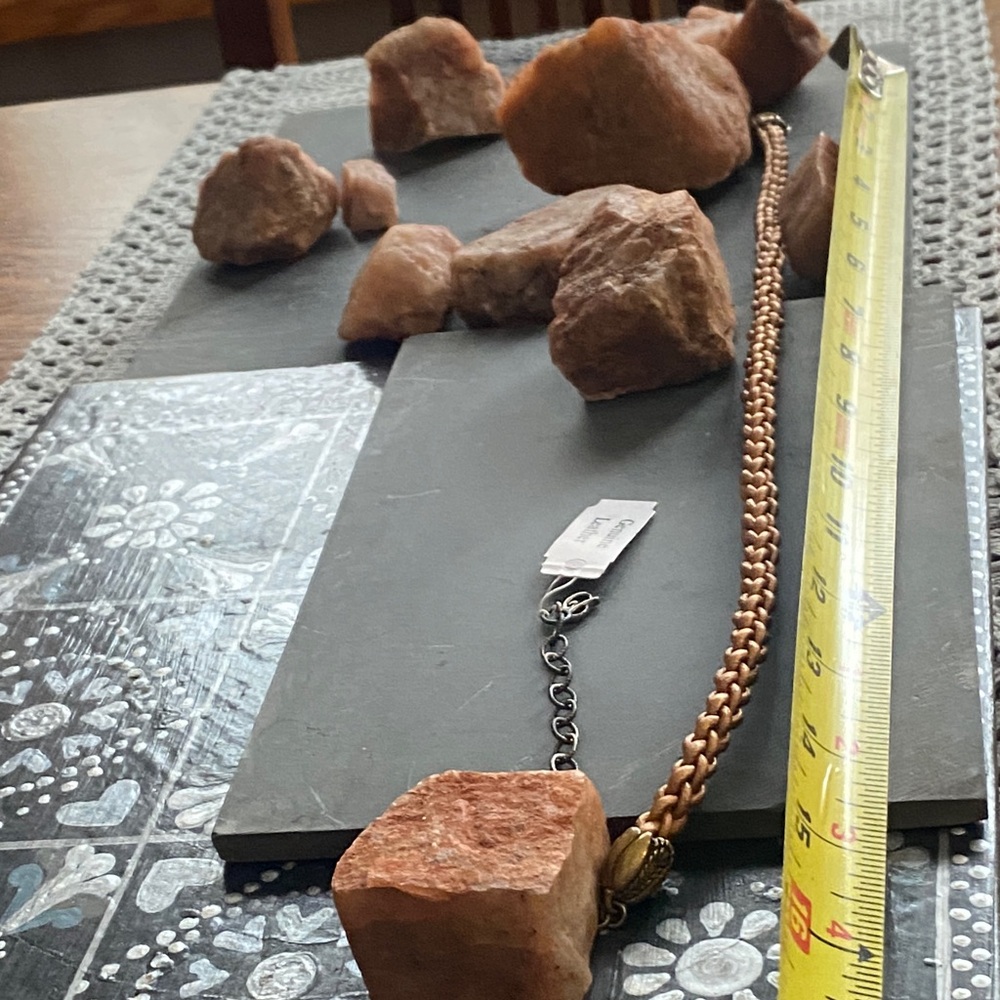 Carolyn Pollack Genuine Leather & Brass Necklace-Artisan Southwestern Style. - Picture 5 of 6
